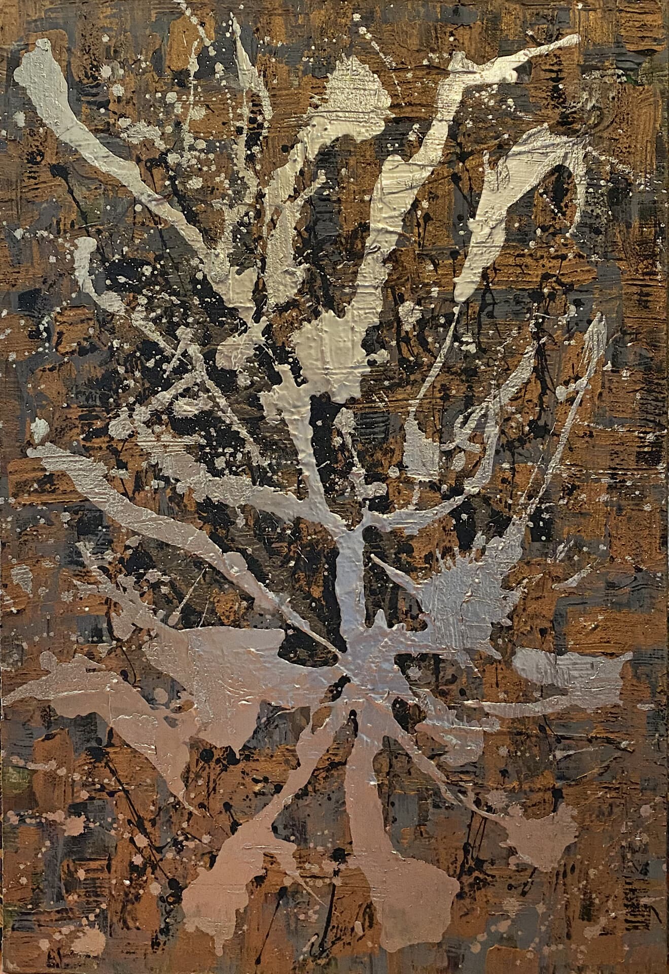 winter garden, 2020, tuval üzerine karışık teknik, 90 cm x 60 cm