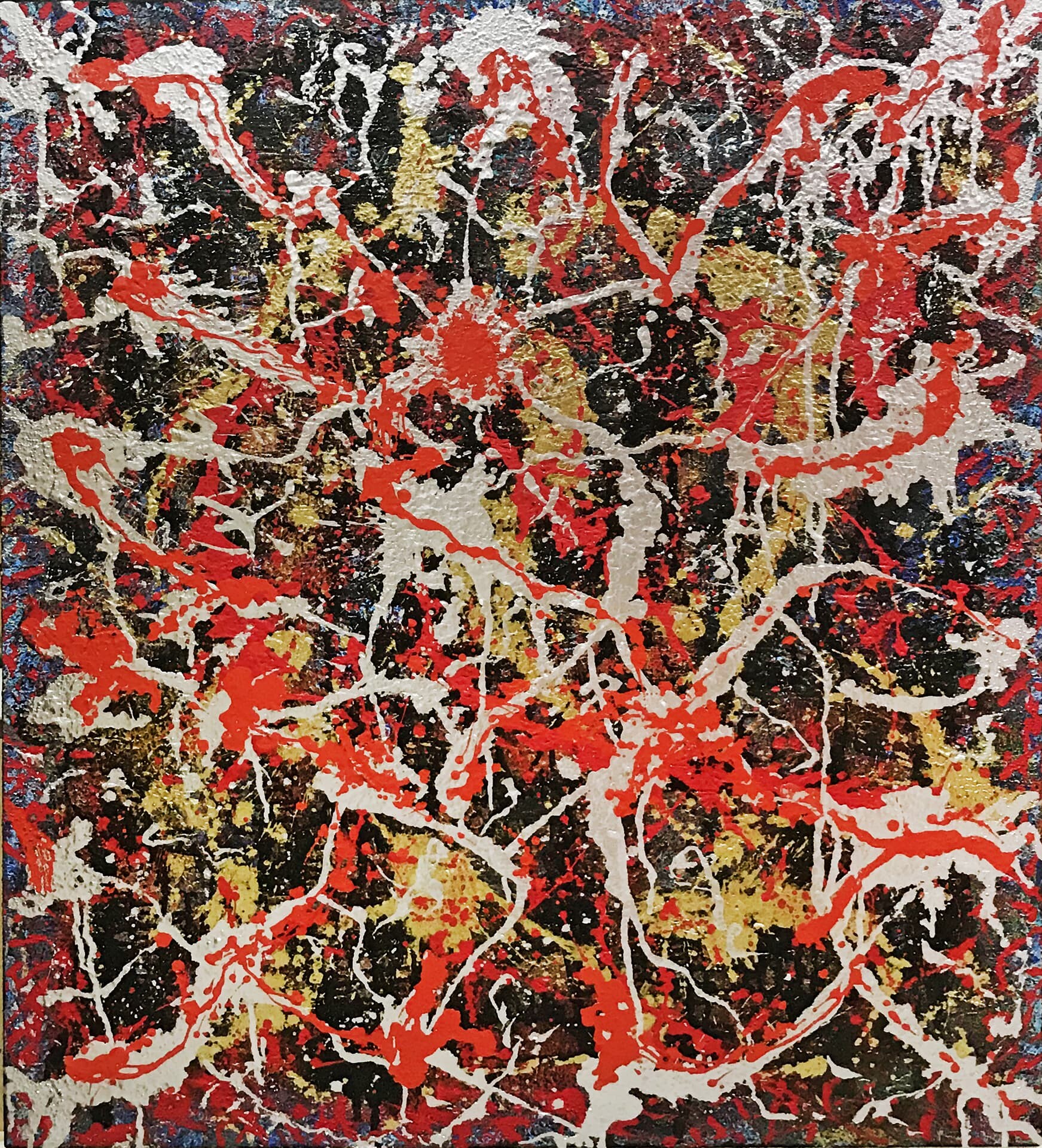 veins, 2020, tuval üzerine karışık teknik, 120 cm x 120 cm