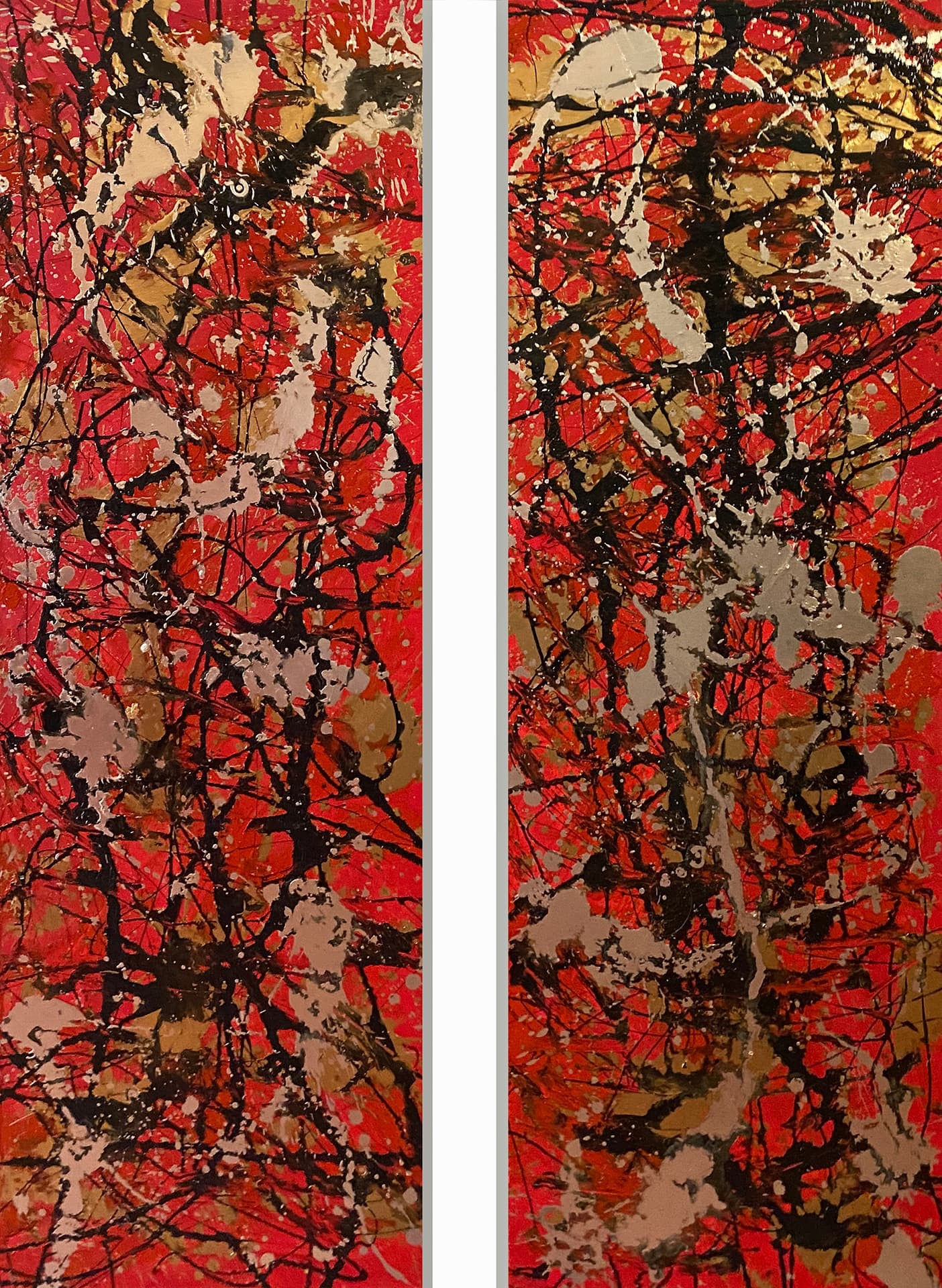 Özge Gürkan - Everlasting, 2020, tuval üzerine karışık teknik, 120 cm x 40 cm (2 adet)