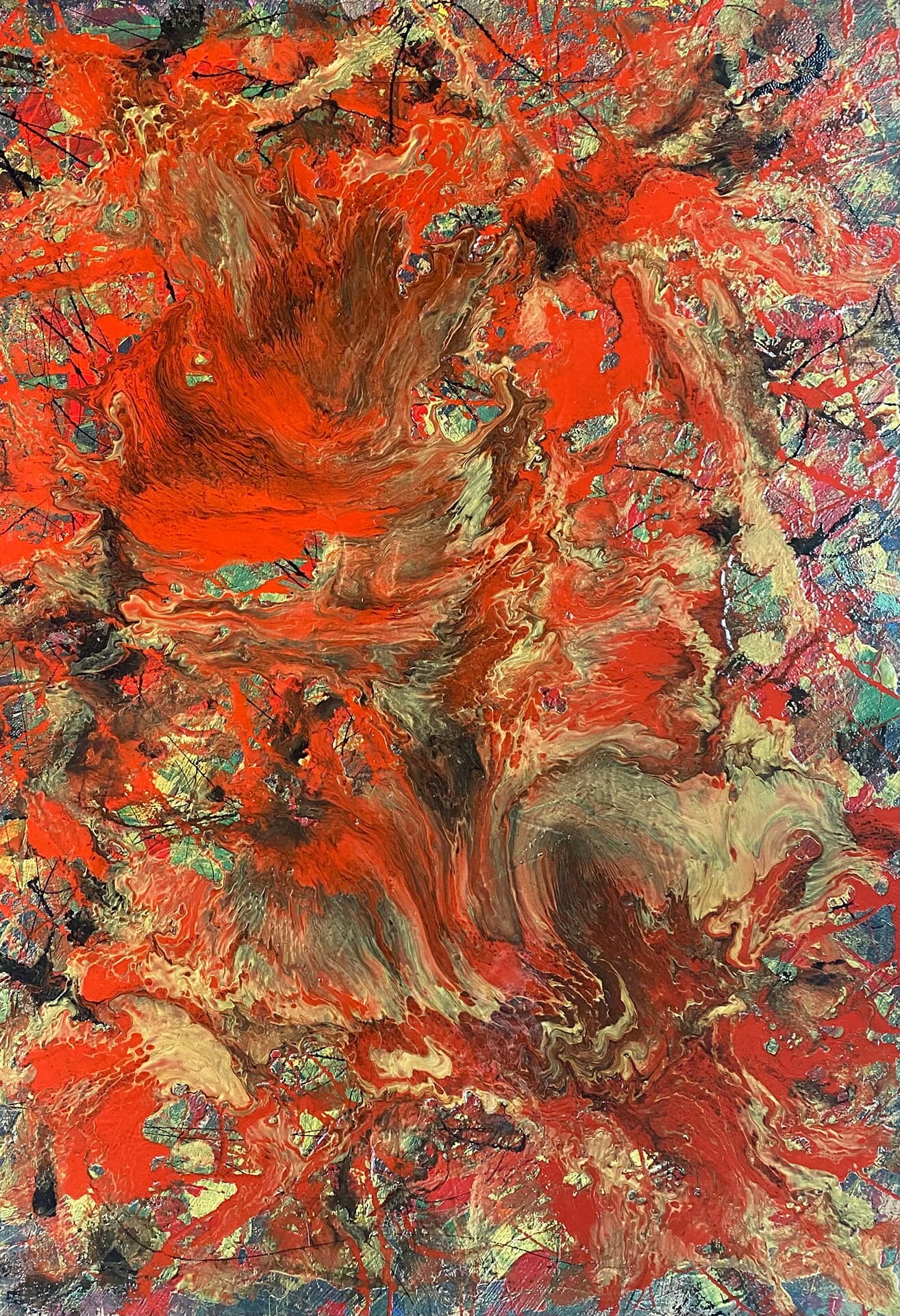 Özge Gürkan - The Core, 2021, tuval üzerine karışık teknik, 100 cm x 70 cm