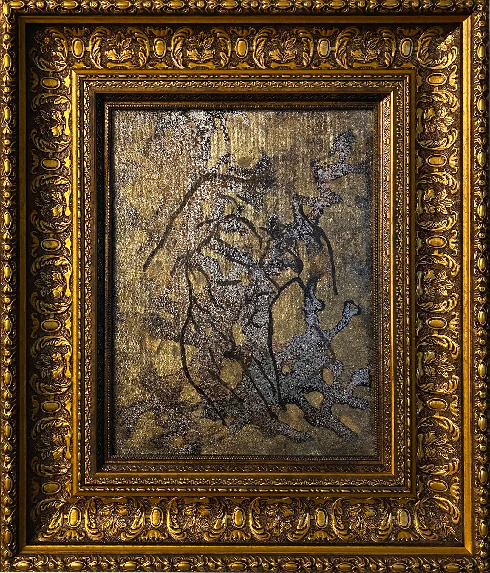 Özge Gürkan - Rodin'e saygı, 2021, tuval üzerine karışık teknik, 40 cm x 30 cm