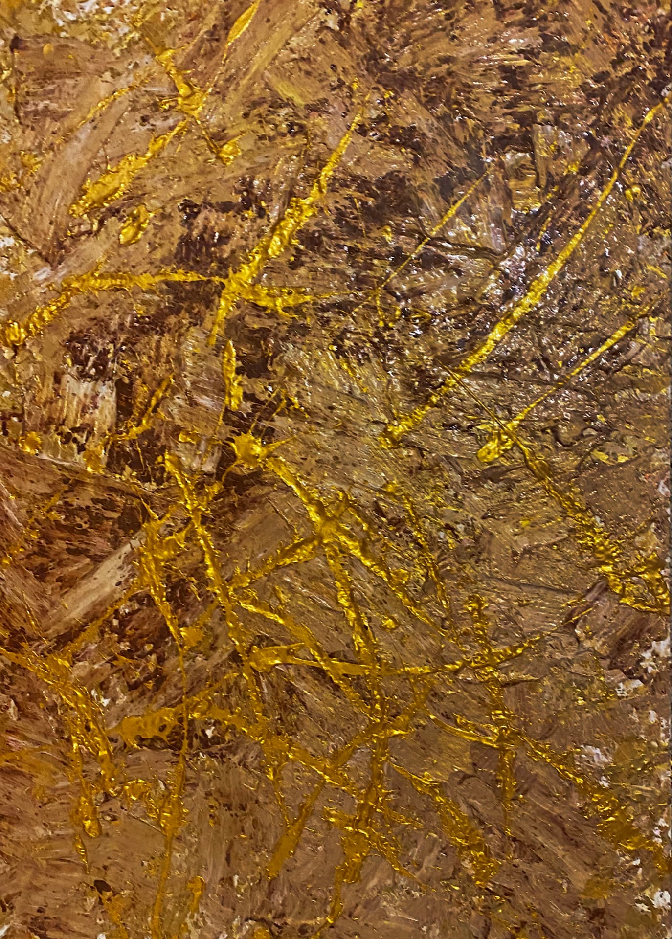 Özge Gürkan - Gold Cage, 2021, tuval üzerine karışık teknik, 100 cm x 70 cm